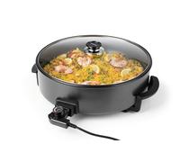 GOURMETmaxx Padella elettrica per pizza con termostato, coperchio in vetro e rivestimento antiaderente, padella multifunzione con diametro di 42 cm e 1500 Watt, ideale per feste