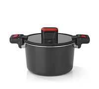 GOURMETmaxx Pentola per risparmio energetico in alluminio pressofuso, 5,8 l, rivestimento antiaderente, preparazione rapida, semplice, a basso contenuto di grassi e vitamine