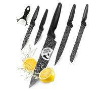 GOURMETmaxx Set di 6 coltelli da cucina con rivestimento antiaderente | coltello da cucina, pane, trinciare, pelapatate e pelapatate in ceramica per tagliare facilmente verdure, carne, pesce, pane