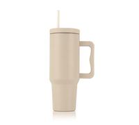 GOURMETmaxx Tazza termica con cannuccia e manico, 1,2 l, tazza da caffè To Go, tazza termica con coperchio 2 in 1, tazza a prova di perdite, colore beige