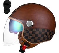 GOUSANG Casco Jet da Moto Stile Retro con Visiera Doppia, Interno Rimovibile e Certificazione ECE, Casco Aperto per Scooter e Ciclomotori, Ideale per Uomini e Donne Adulti, Io, L(57~60cm)