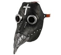 Goutdori Maschera del dottore della peste Steampunk nera, cosplay di Halloween con becco di con dettaglio incrociato per la festa.
