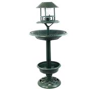 Goutdori Vasca per Uccelli Solare, Vasca per Uccelli su piedistallo da 37 Pollici con luci a LED ad energia Solare per in plastica con fioriera e mangiatoia per Patio da Giardino