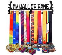 Goutoports Portamedaglie per espositore da esposizione per corridore sportivo - My Wall of Fame - robusto metallo nero in acciaio con oltre 60 medaglie facili da installare