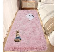 GOUTUI Moquette Camera da Letto 60 x 180 cm Parte Inferiore Antiscivolo Shaggy Tappeti Morbido Aspetto Pelliccia Super Morbida Adatto per Aree Gioco Lounge e Soggiorni, Rosa