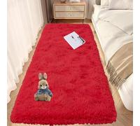 GOUTUI Tappeto Peloso 70 x 220 cm Parte Inferiore Antiscivolo Tappeto Della Camera da Letto Decorazione per La Casa Adatto per Soggiorno Camera da Letto e Cameretta, Rosso
