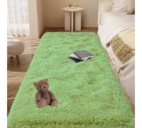 GOUTUI Tappeto Shaggy Pelo Lungo 110 x 170 cm Parte Inferiore Antiscivolo Tappeto Del Soggiorno Decorazione per La Casa Adatto per Soggiorno Camera da Letto e Cameretta, Verde