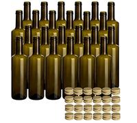gouveo Caesar 24 bottiglie in vetro da 500 ml con tappo dorato - bottiglia piccola da 0,5 l con tappo a vite per liquore, acquavite, olio, aceto