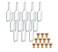 gouveo Set 12 bottiglie in vetro 100 ml Amalfi con tappo in sughero (HGK) - bottiglie di design piccole in vetro - bottiglie in sughero per riempire liquore, olio, aceto (AFT100HGK)
