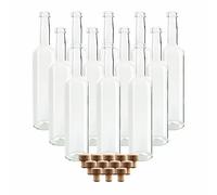 gouveo set 12 bottiglie in vetro 500 ml bordolesi trasparenti con tappo in sughero (HGK) - bottiglia vuota da 0,5 l da riempire - bottiglia in vetro per liquore, grappa, olio, aceto