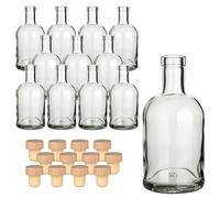 Gouveo Set 12 Bottiglie in Vetro 500 ml Classiche Con Tappo in Sughero (HGK) - Bottiglia Vuota 0,5 l per Riempimento - per Liquore, Gin, Olio, Aceto (KFT500HGK)