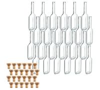 gouveo Set 24 bottiglie in vetro 100 ml Amalfi con tappo in sughero (HGK) - bottiglie di design piccole in vetro - bottiglie in sughero per riempire liquore, olio, aceto (AFT100HGK)
