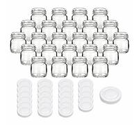 gouveo set da 24 barattoli per conserva 40 ml mini con coperchio a vite bianco - mini barattoli per conservazione con tappo a vite TO43 - vasetti per marmellata, barattoli per conserve (EGR040W)