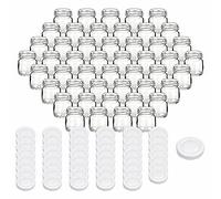 gouveo set da 48 barattoli per conserva 40 ml mini con coperchio a vite bianco - mini barattoli per conservazione con tappo a vite TO43 - vasetti per marmellata, barattoli per conserve (EGR040W)