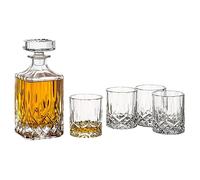 Gouveo Set da Whisky - Caraffa con 4 Bicchieri Abbinati in Vetro di Alta Qualità - Ottimo Regalo per Uomini e Amanti del Whisky per Pasqua