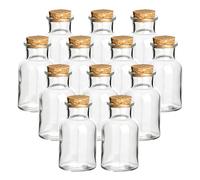 gouveo Set di 12 barattoli per spezie 125 ml Rotondi con Tappo in Sughero - Piccoli barattoli in Sughero con Chiusura in Sughero - barattoli Vuoti per Erbe aromatiche, spezie