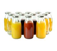 gouveo Set di 12 Bottiglie di Succo 250 ml con Tappo a Vite Argento - Bottiglia di Vetro 0,25 l con Tappo TO43 - Bottiglia Vuota per Succo, Frullato, Limonata (SF250S)