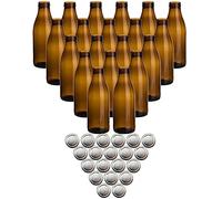gouveo Set di 20 Bottiglie di Succo 1000 ml Antiche con Tappo a Vite Argento - Bottiglia di Vetro Marrone 1 Litro con Tappo TO48 - Bottiglia Vuota da Riempire per Cucina e Casa (SFA1000S)