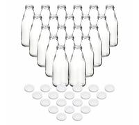gouveo set di 20 bottiglie di succo da 500 ml con tappo a vite bianco - piccola bottiglia di vetro da 0,5 l con tappo TO43 - bottiglia vuota da riempire in cucina e in casa