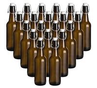 gouveo Set di 20 bottiglie di vetro da 500 ml antiche con tappo basculante - Bottiglie in vetro marrone da 0,5 l per il riempimento - Bottiglie con tappo a vite per bevande fatte in casa (BF500A)