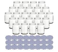 gouveo Set di 24 barattoli per Conserve 580 ml Classico con Coperchio a Vite a Scacchi Blu BlueSeal - barattoli con Tappo a Vite TO82 - barattoli per marmellata Vuoti, barattoli per Conserve