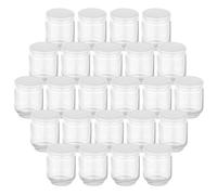gouveo set di 24 barattoli per conserve da 190 ml rotondi con coperchio a vite color bianco - piccoli barattoli per la conservazione con tappo a vite per la conservazione e lo stoccaggio (EGR190W)