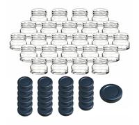gouveo Set di 24 barattoli per conserve da 30 ml Mini con tappo a vite nero opaco BS - Mini barattoli per la conservazione con tappo a vite TO43 - Barattoli rotondi per marmellate (EGR030SZBS)