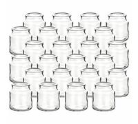 gouveo Set di 24 bicchieri da tè Rondo - Porta tealight 7 x 7,7 cm - Bicchiere a vento rotondo per giardino, terrazza, balcone - Bicchiere deco 200 ml per matrimonio, compleanno, festa