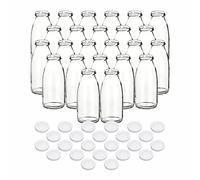 gouveo Set di 24 bottiglie di succo 250 ml con tappo a vite bianco - bottiglia di vetro 0,25 l con tappo TO43 - bottiglia vuota per succhi, frullati, limonata (SF250W)