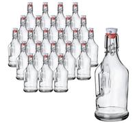 gouveo Set di 24 bottiglie di vetro da 350 ml con tappo e manico - Bottiglie vuote da riempire e regalare, ideali per liquori, sciroppi, succhi di frutta, frullati, olio, aceto (BF350H)