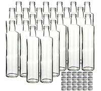 gouveo Set di 24 Bottiglie di Vetro Dorica da 500 ml con Tappo a Vite in PP 31,5 Color Argento - Bottiglie per Olio, aceto, liquore, vuote per Il riempimento autonomo (DFT500S)
