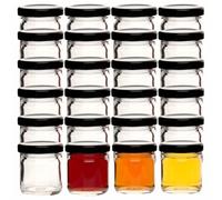 gouveo Set di 24 mini barattoli per conserve da 40 ml con tappo a vite nero opaco BS - Mini barattoli per la conservazione con tappo a vite TO 43 per marmellate e conserve (EGR040SZBS)