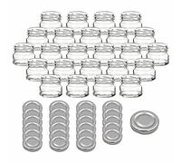 gouveo Set di 24 barattoli per conserve 30 ml Mini con coperchio a vite Argento - Mini barattoli per conserve con tappo a vite TO43 - Barattoli rotondi per conserve, marmellate, spezie (EGR030S)