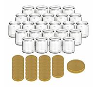 gouveo Set di 24 vasetti di marmellata 500 g “Miele” con coperchi in plastica dorata - Barattoli vuoti con tappi a vite per miele, marmellata (HGPP500G)
