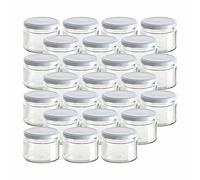 gouveo Set di 24 vasetti per conserve da 300 ml, con coperchio a vite, colore bianco, con tappo a vite, TO82, per marmellate, conserve, spezie, vasetti per conserve