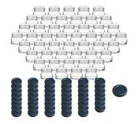 gouveo Set di 48 vasetti per conserve 30 ml mini con coperchio a vite nero - mini vasetti con tappo a vite TO43 - vasetti rotondi per conserve, per marmellata, spezie (EGR030SZ)