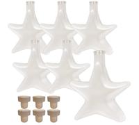 gouveo Set di 6 bottiglie di vetro da 200 ml con stella in sughero con manico in legno - bottiglia di Natale a forma di stella - bottiglia con tappo di sughero da riempire e regalare