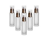 gouveo Set di 6 bottiglie per lozione da 50 ml, in vetro opaco con erogatore di pompa, bottiglia vuota con testa di pompaggio da riempire, dispenser per lozioni per crema, gel doccia, polso, cosmetici