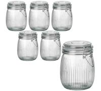 gouveo Set di 6 vasetti da 750 ml con chiusura a leva, in vetro con chiusura a clip, per cucina e casa (BG750R)