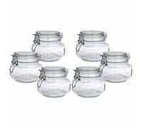 Gouveo Vasetti in vetro per marmellate e conserve, con scrocchetto metallico, incluso ricettario di 28 pagine (lingua italiana non garantita), Set da 6, 500 ml Flach