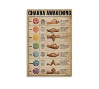 GOUWEI Poster da yoga retrò - Chakra Awakening Knowledge decorazione da parete per soggiorno, camera da letto, 30 x 45 cm