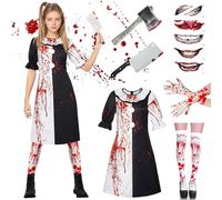 GOUYENG Costume Clown Donna,Clown Horror,Killer Clown,Costumi di Carnevale Donna,Costume Pagliaccio Horror,Costume Halloween Pagliaccio Assassino,per Carnevale,Carnevali e Feste a Tema,Halloween