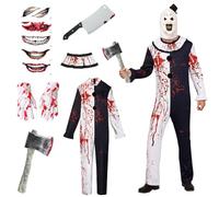 GOUYENG Costume Clown Uomo,Clown Horror,Killer Clown,Costumi di Carnevale Uomo,Costume Pagliaccio Horror,Costume Halloween Pagliaccio Assassino,per Carnevale,Carnevali e Feste a Tema,Halloween