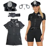 GOUYENG Costume da Poliziotta per Donna,Costume da Poliziotto,Uniforme con Cappello Della Polizia,Cosplay Uniforme Vestito,per Carnevale,Carnevali e Feste a Tema,Halloween