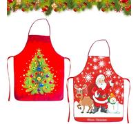 GOUYENG Grembiule Natalizio Cucina,2 Pezzi Grembiule Natalizio Divertente,Grembiuli Cucina Natale,Grembiuli Rossi di Natale,per Barbecue,Cuoco,Cucina,Uomini e Donne