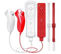 GOUYESHO Naked telecomando di ricambio per controller Wii/Wii U con Nunchuck con Motion Plus, telecomando di ricambio per console Wii/Wii U, confezione da 2 (rosso e bianco)