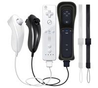 GOUYESHO Telecomando di ricambio nudo per controller Wii/Wii U con Nunchuck con Motion Plus, ricambio per console Wii/Wii U, 2 Pack (nero e bianco)