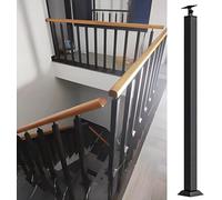 GOUZIBHD 75cm - 100cm,Ferro Battuto Ringhiera Nero,Corrimano per Scale A Colonna Quadrata,Ringhiera di Sicurezza per Terrazze/Balconi/Scale/Decorazioni per Interni/Esterni(Size:85cm/33.5inch)