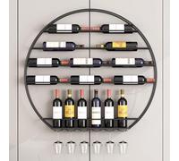 GOUZIBHD Portabottiglie da Parete,Porta Bottiglie di Vino da Parete con Portabicchieri,Bicchiere da Vino Sospeso,Portabottiglie Multiuso in Metallo,Espositore per Vino per Cucina(Color:Nero)