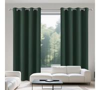 GOUZOO Tenda Oscurante Tende Soggiorno 139 x 153 cm 100% Poliestere Tende Oscuranti Camera da Letto Moderne per Camera da Letto e Cameretta Bambini, Verde Scuro